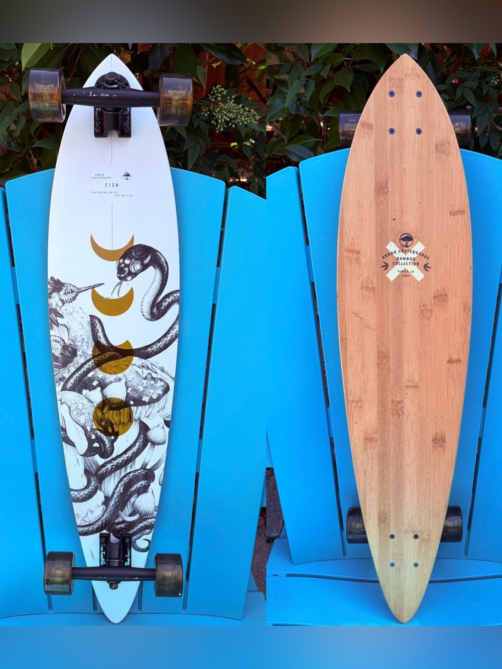 Arbor Collective Fish Bamboo 37” Complete Longboard Skateboard Artist Zoa Keller